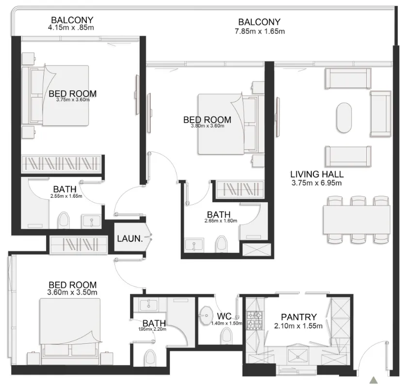 3 bedroom layout
