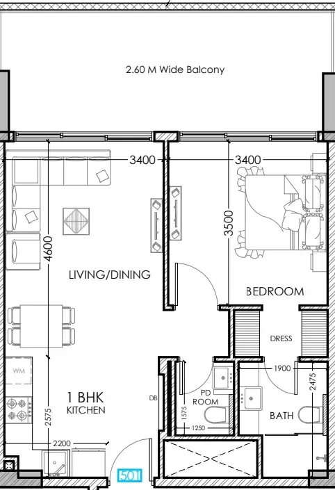 1 bedroom layout