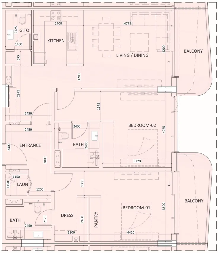 2 bedroom layout