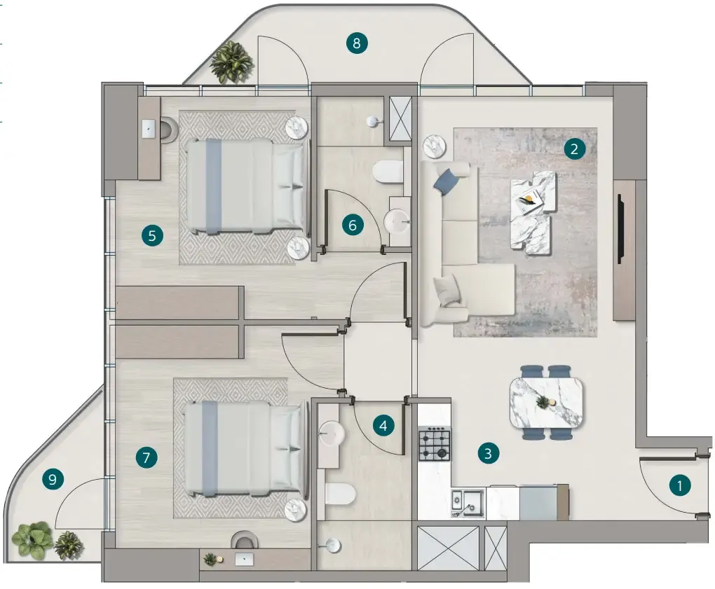 2 bedroom layout
