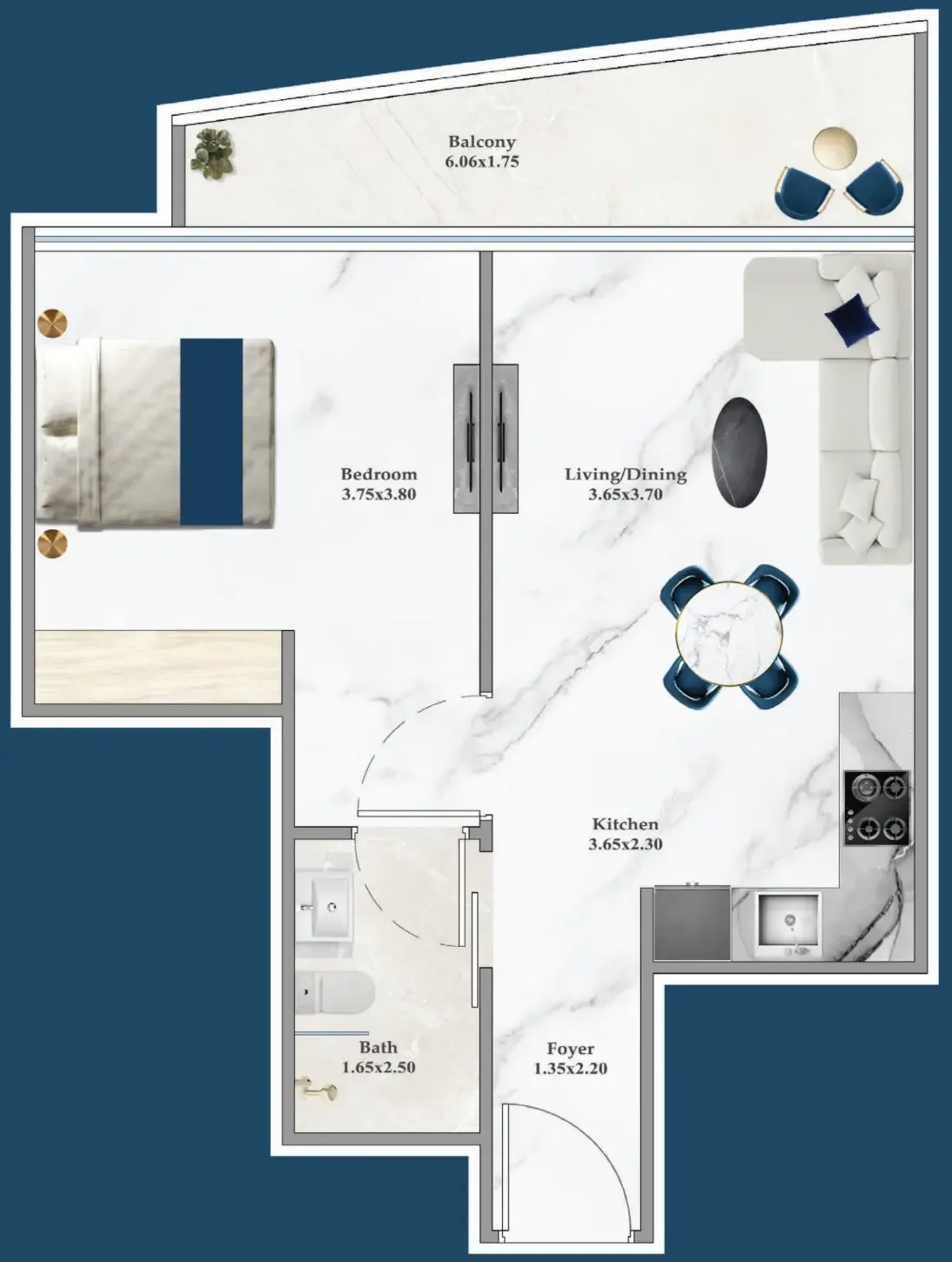 1 bedroom layout