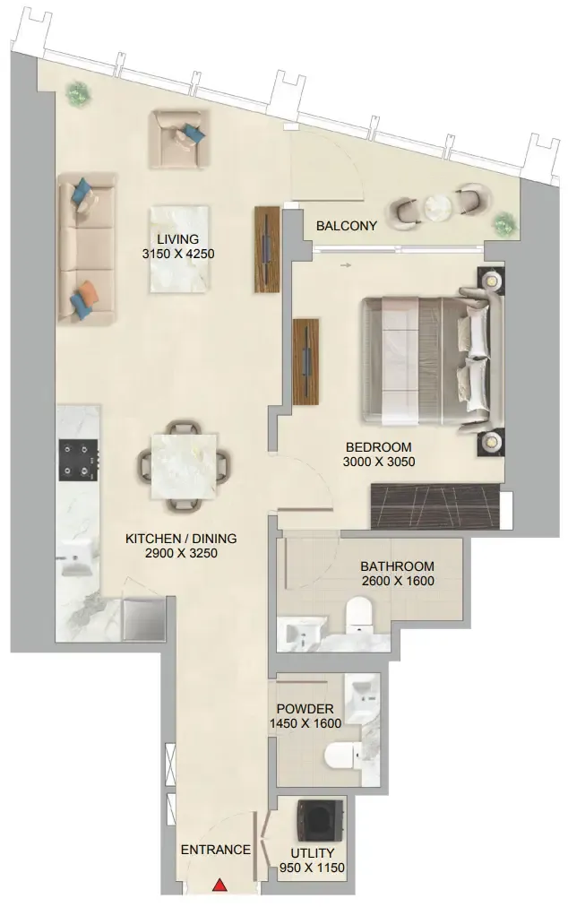 1 bedroom layout