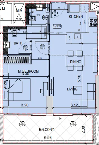 1 bedroom layout