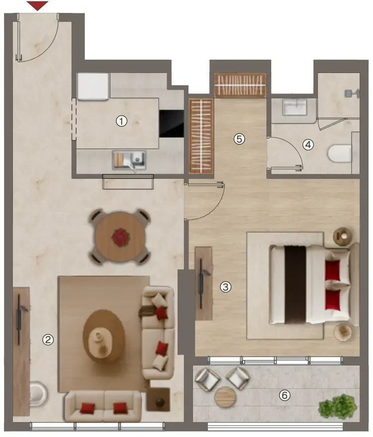 1 bedroom layout