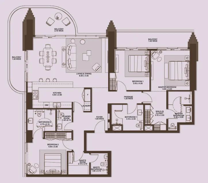 3 bedroom layout