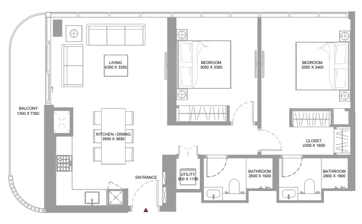 2 bedroom layout