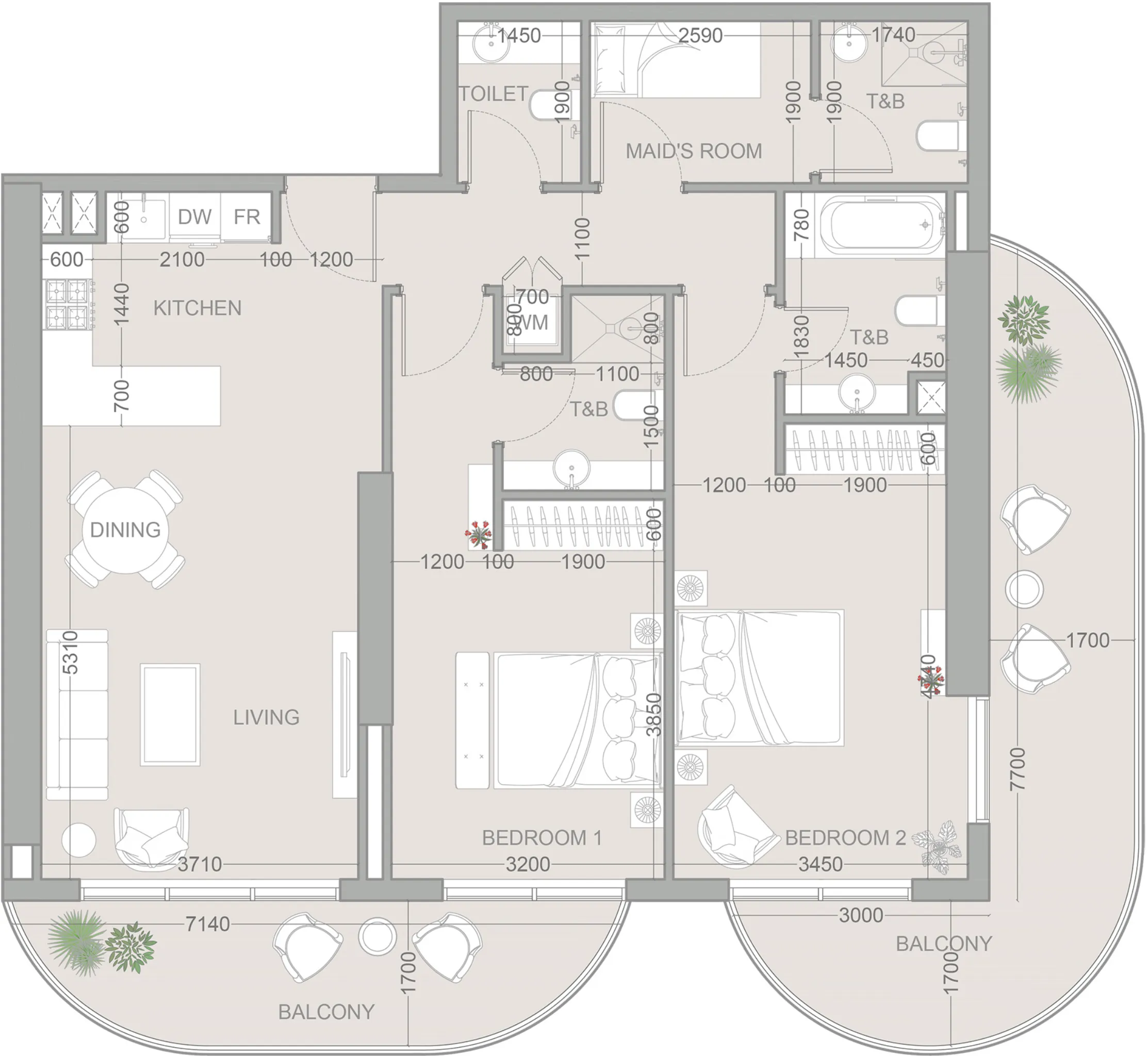 2 bedroom layout