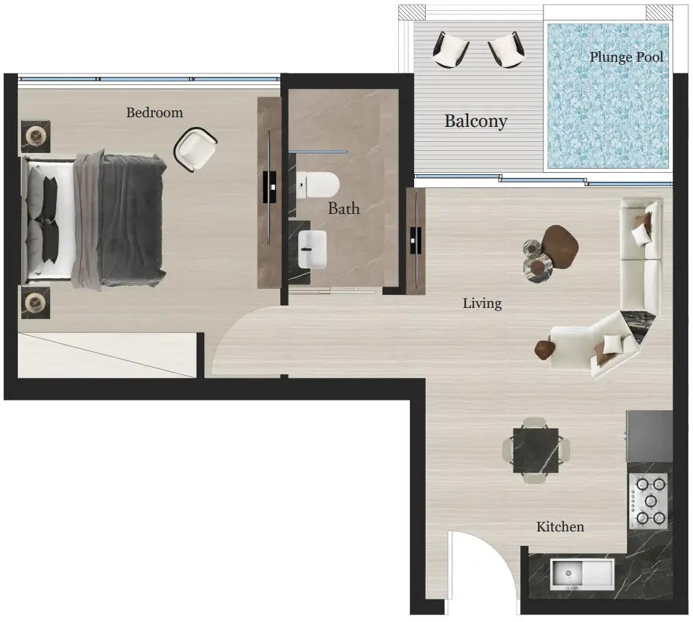1 bedroom layout