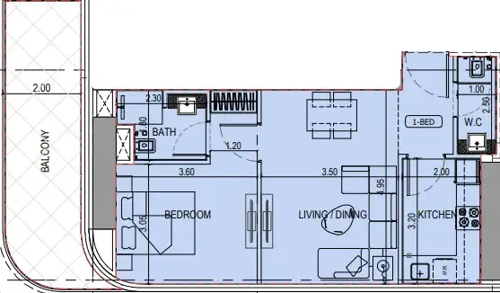 1 bedroom layout