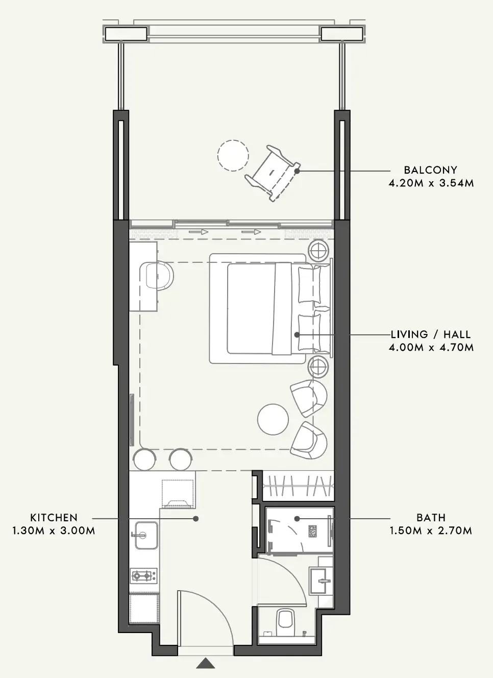 0 bedroom layout