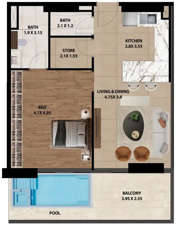 1 bedroom layout