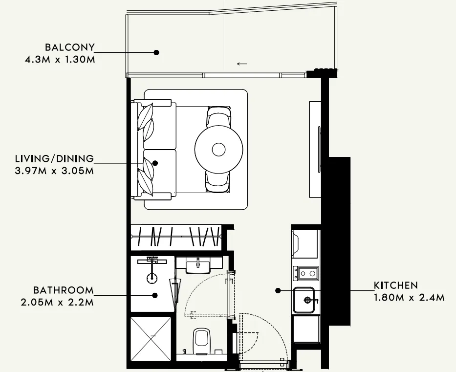 0 bedroom layout