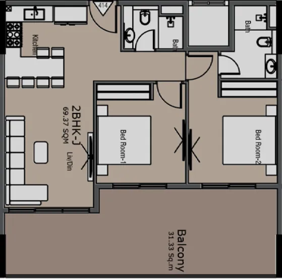 2 bedroom layout