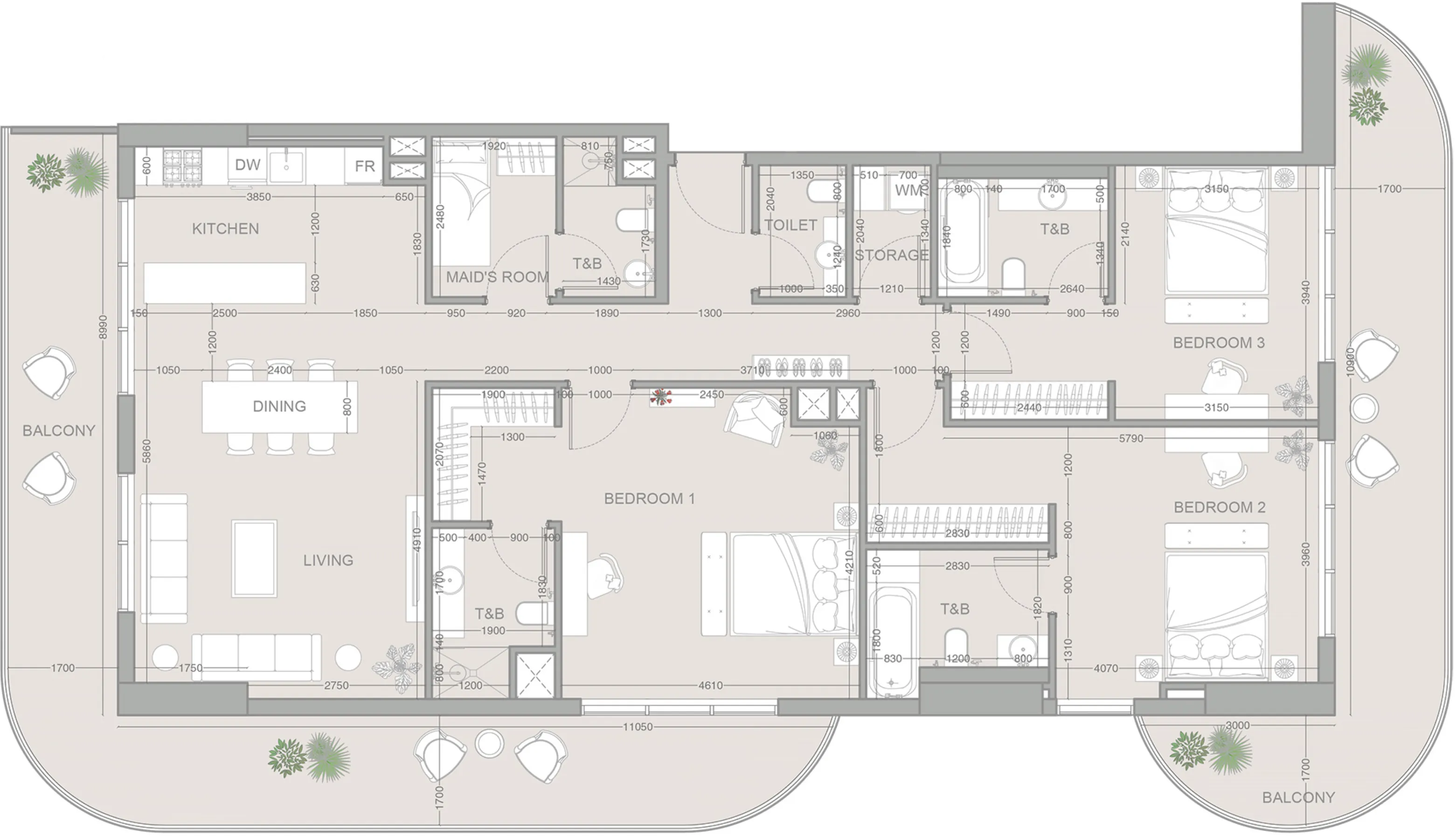 3 bedroom layout
