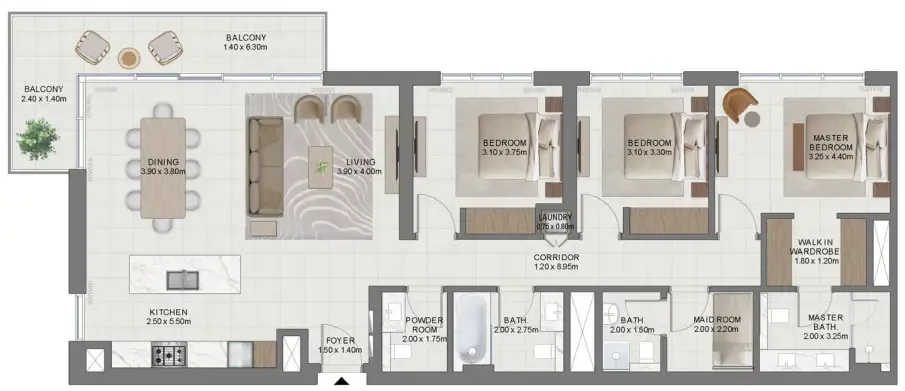 3 bedroom layout