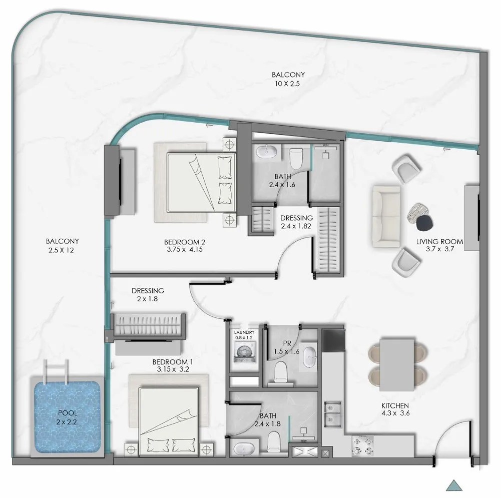 2 bedroom layout