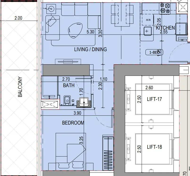 1 bedroom layout