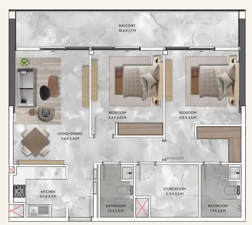 2 bedroom layout