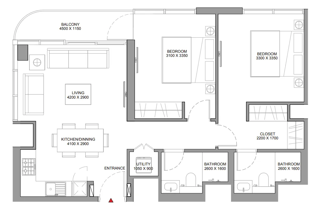 2 bedroom layout