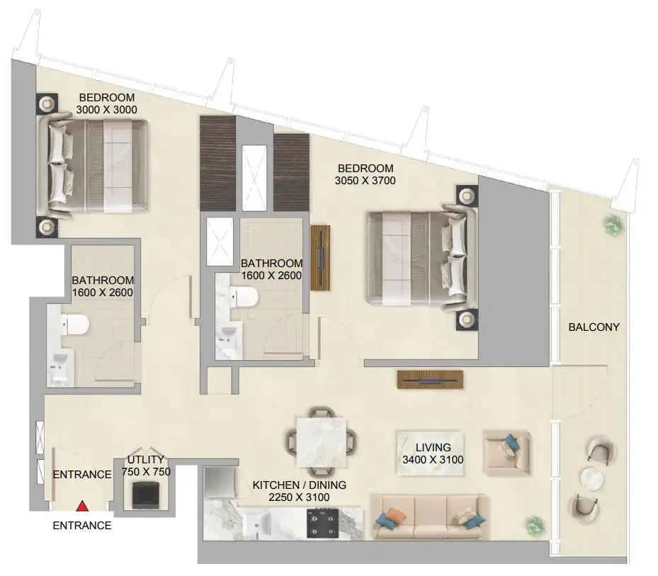 2 bedroom layout