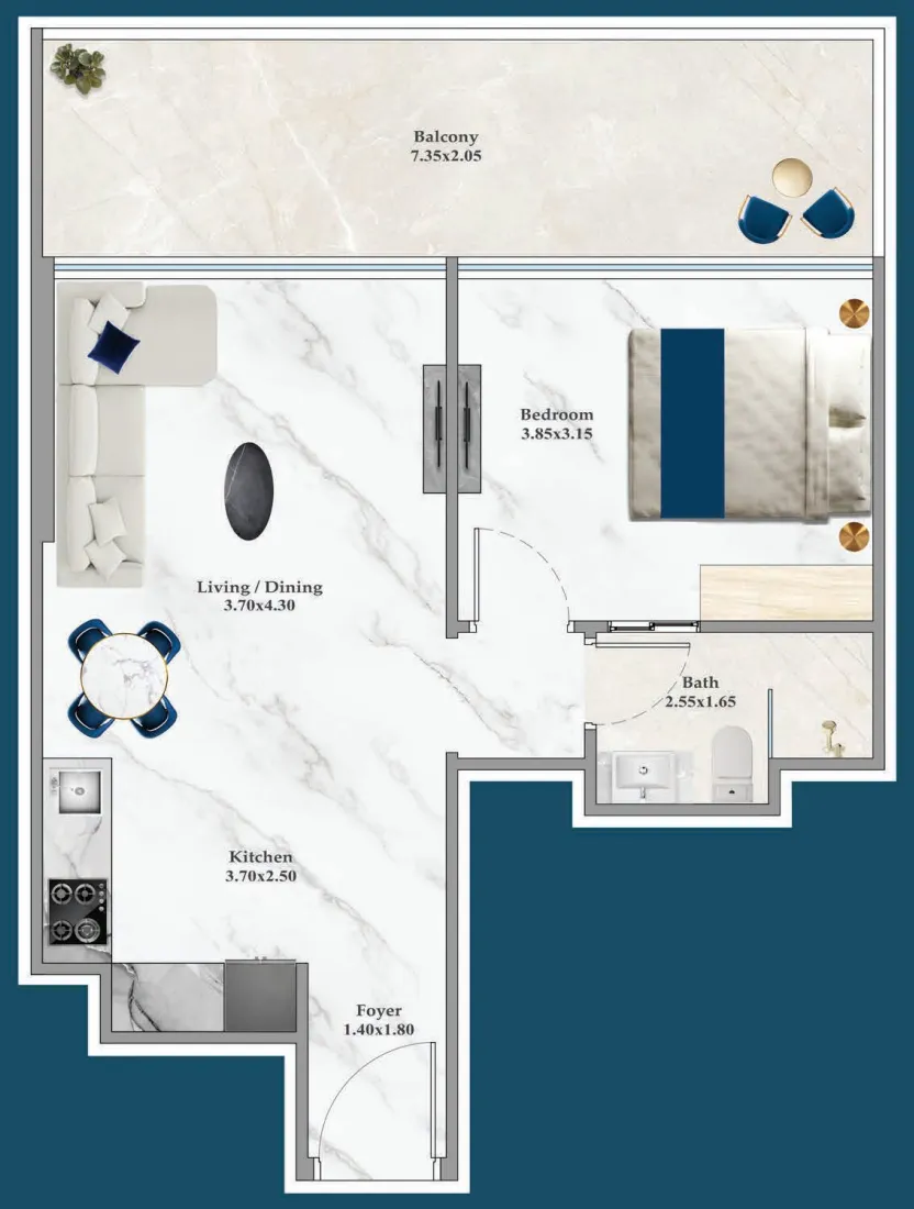 1 bedroom layout
