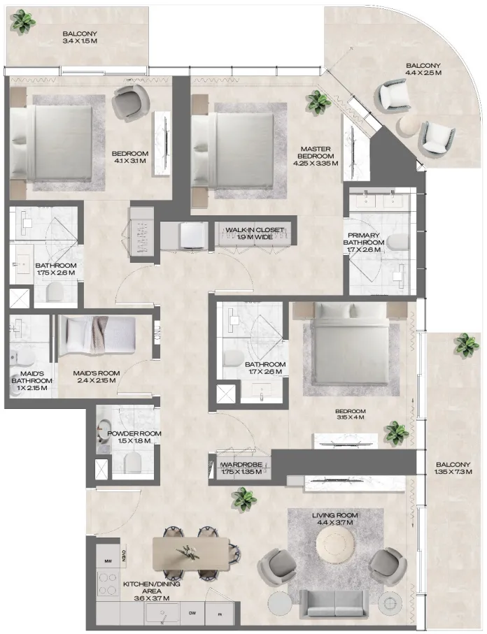3 bedroom layout