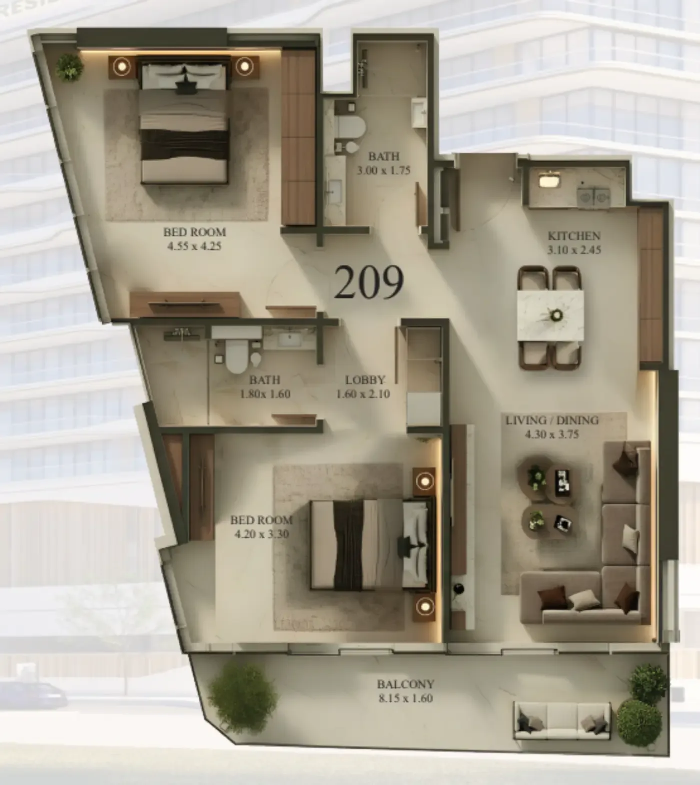 2 bedroom layout