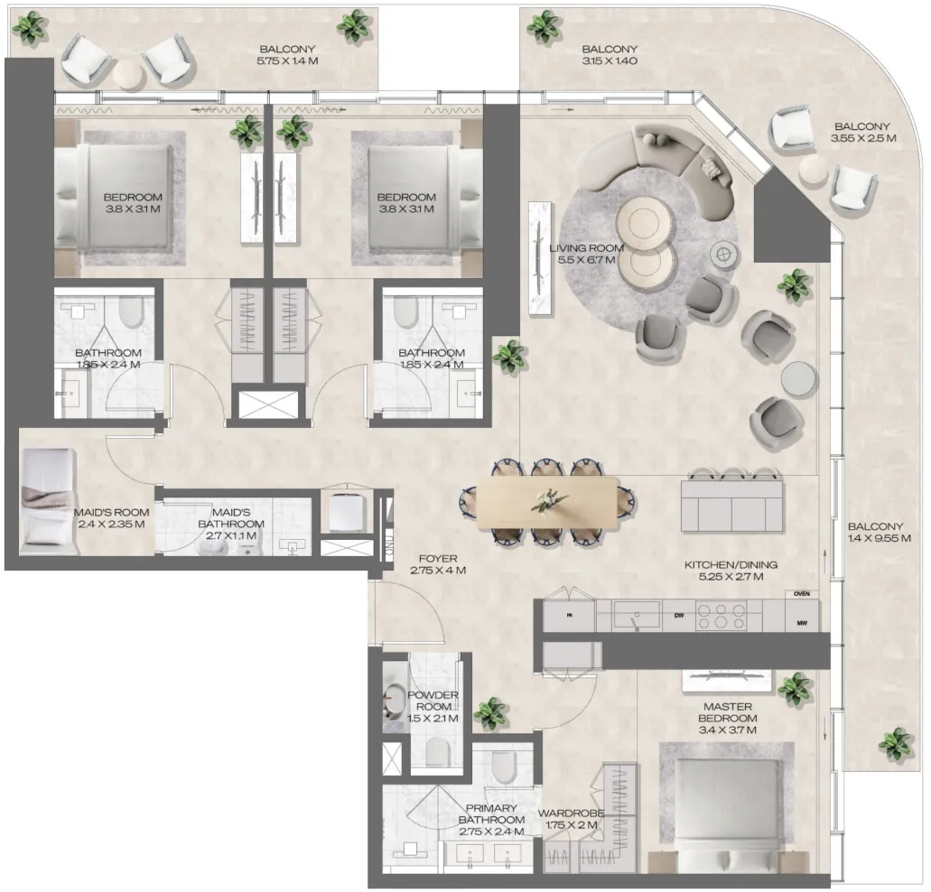 3 bedroom layout