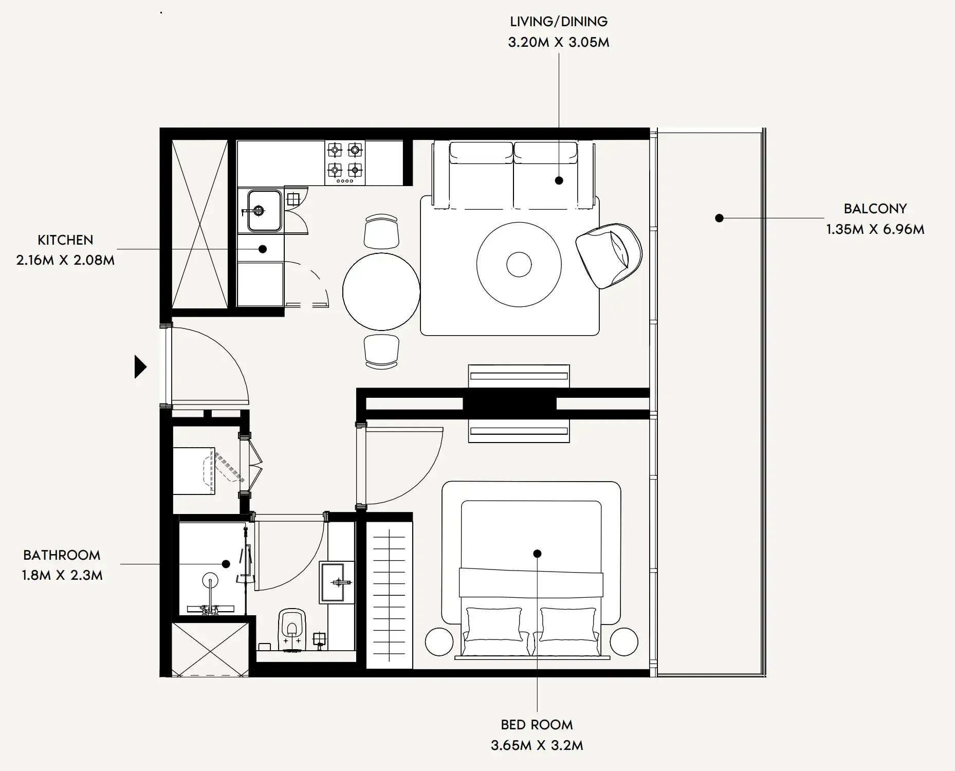 1 bedroom layout
