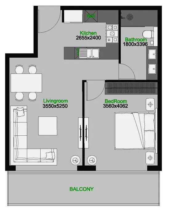 1 bedroom layout