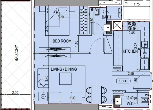 1 bedroom layout