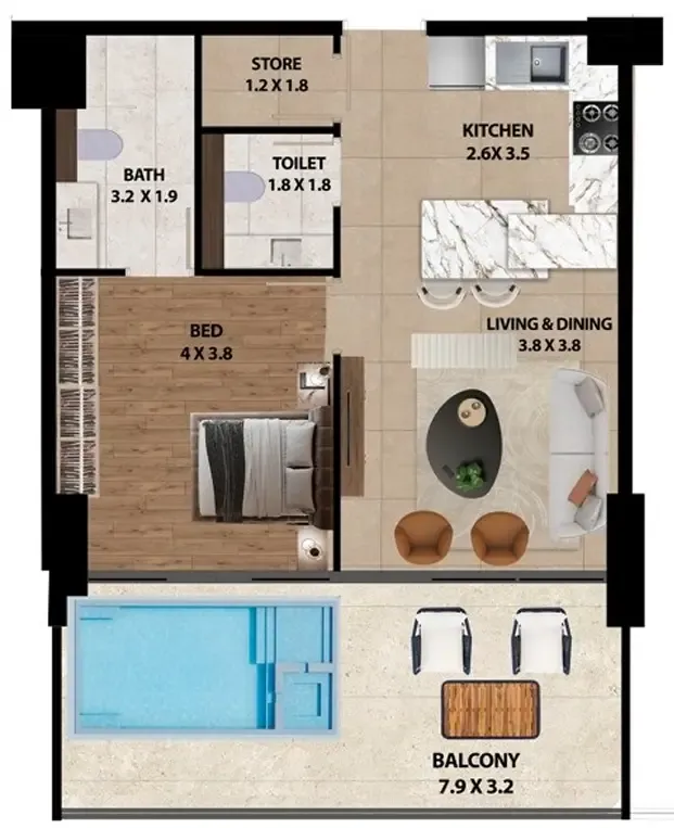 1 bedroom layout