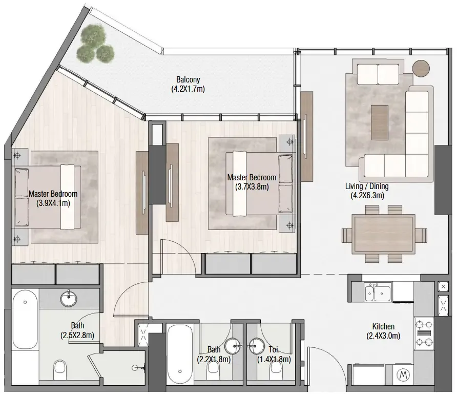 2 bedroom layout
