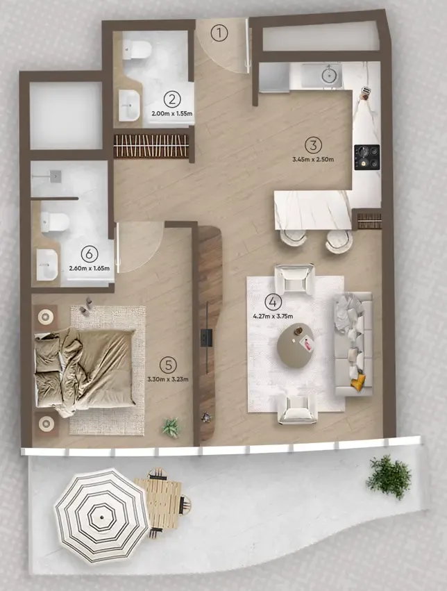 1 bedroom layout