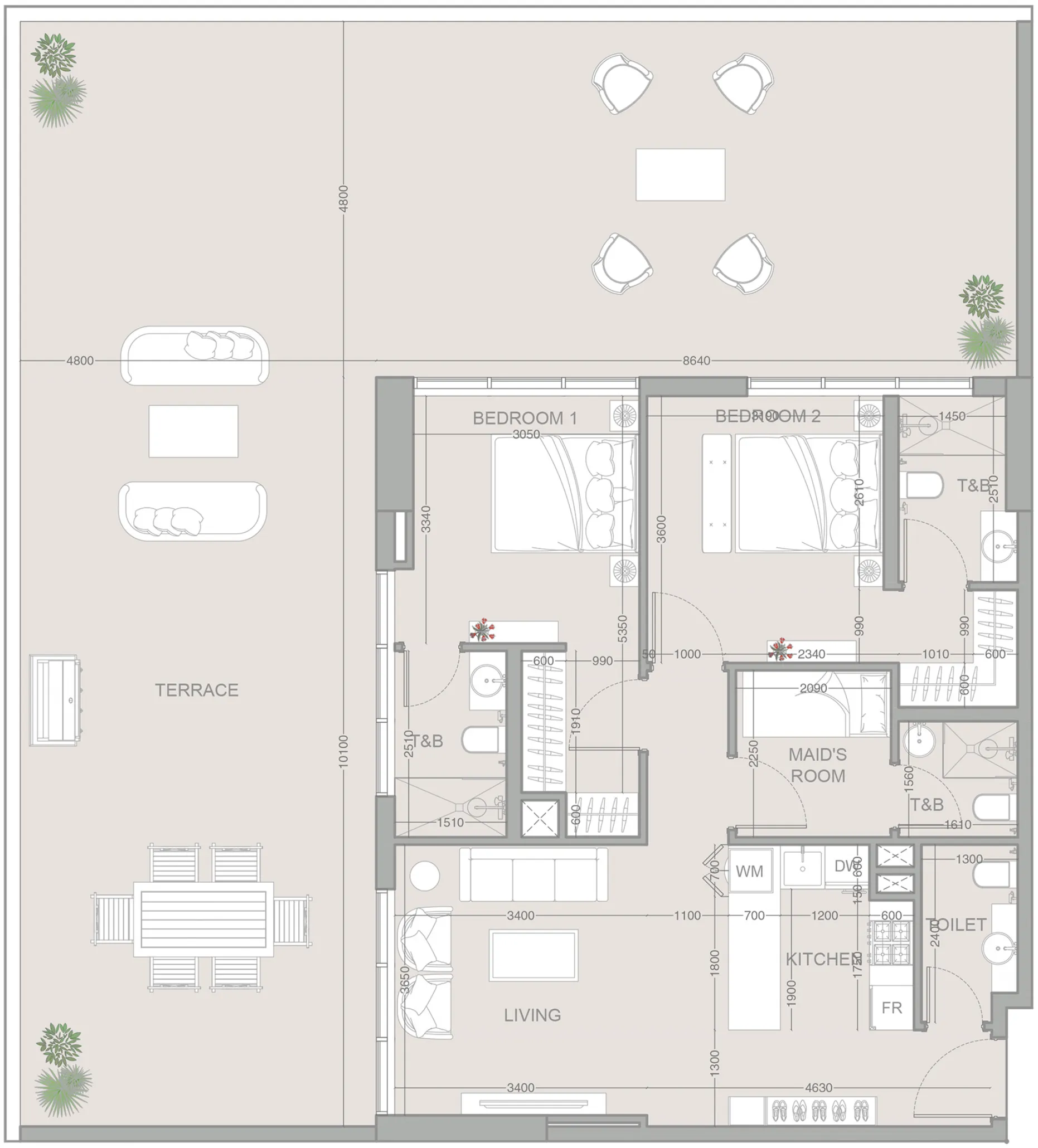 2 bedroom layout