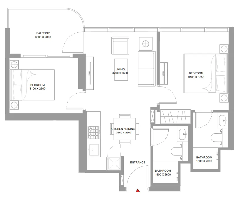 2 bedroom layout