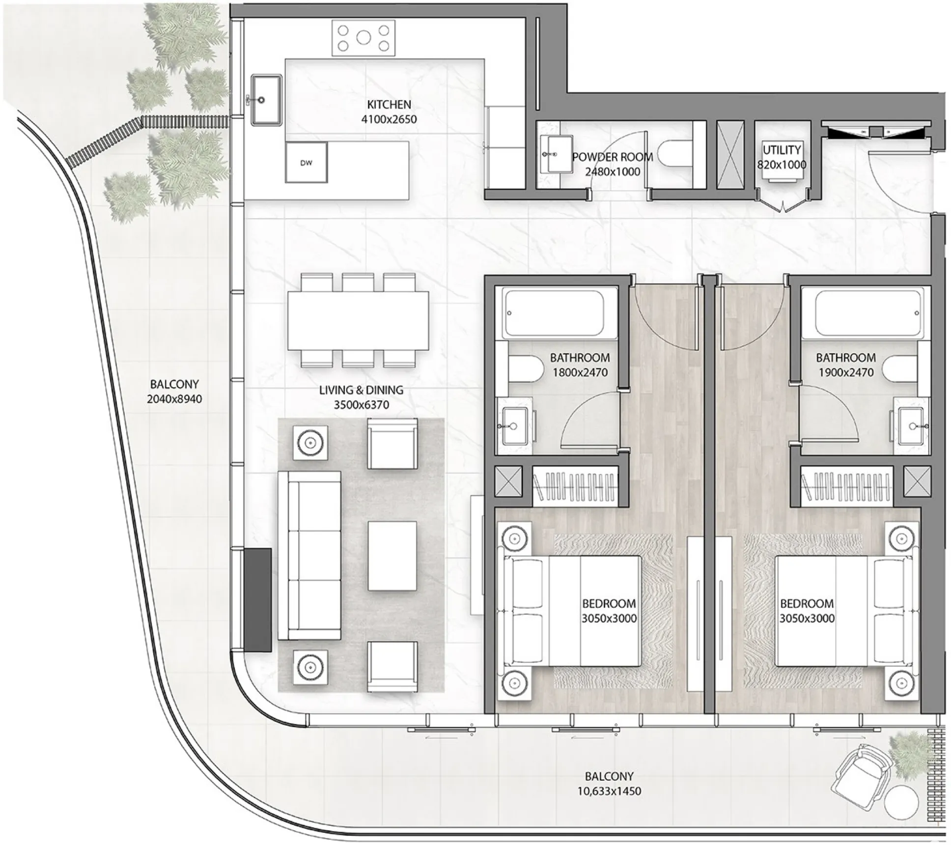 2 bedroom layout