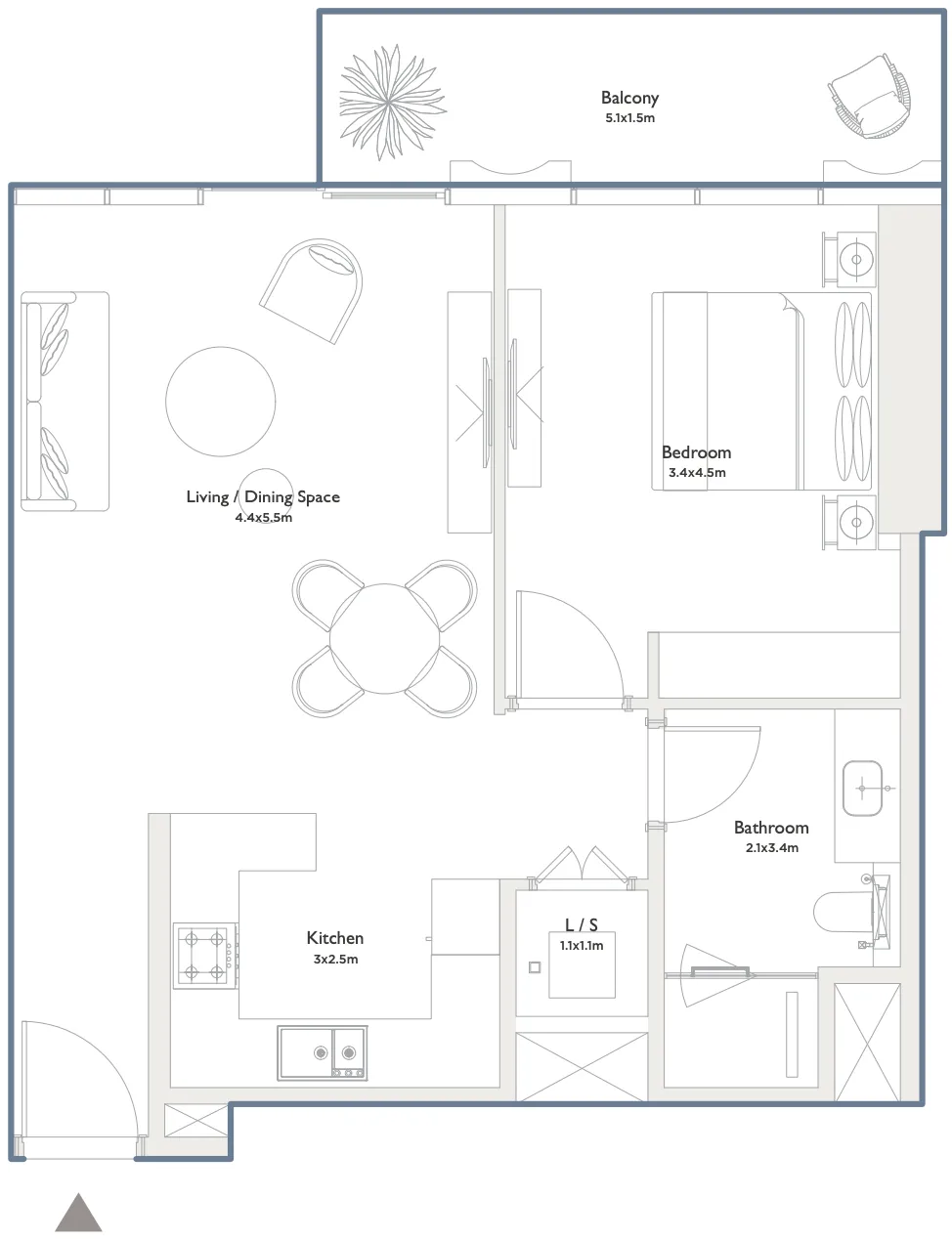 1 bedroom layout