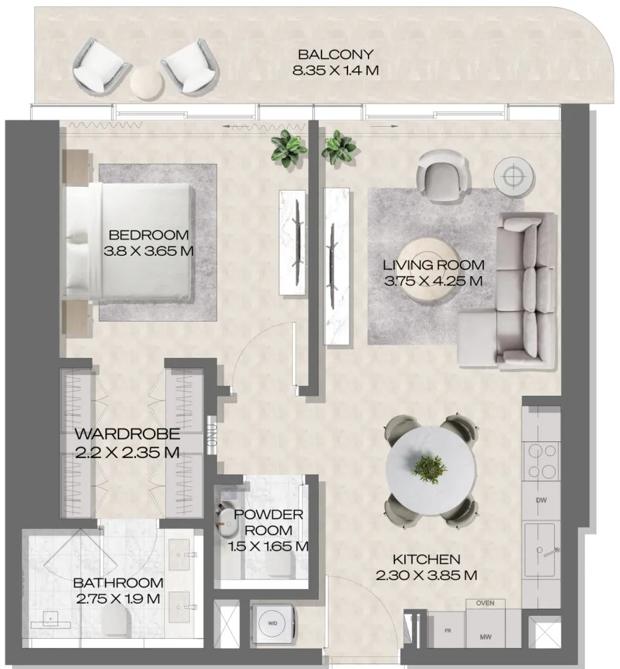 1 bedroom layout