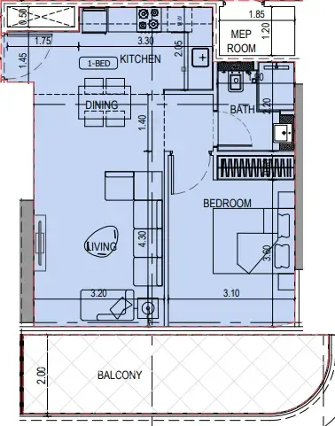 1 bedroom layout