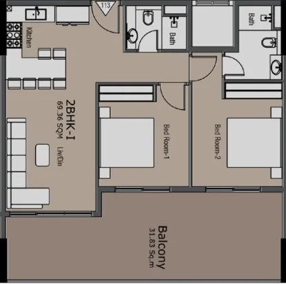 2 bedroom layout