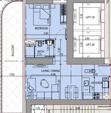 1 bedroom layout