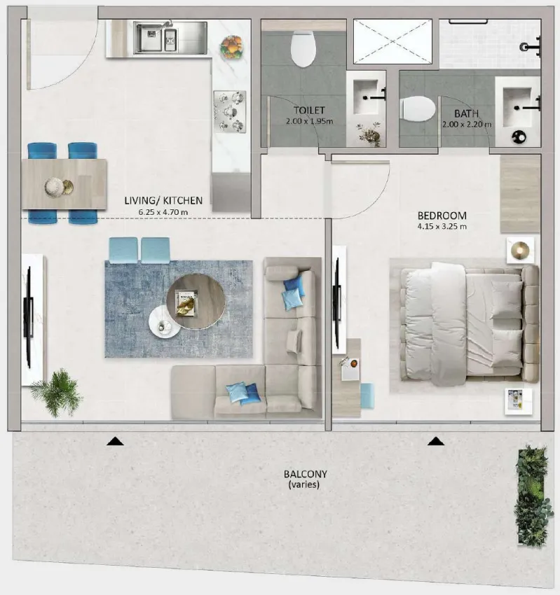 1 bedroom layout