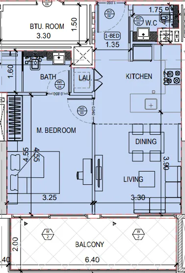 1 bedroom layout