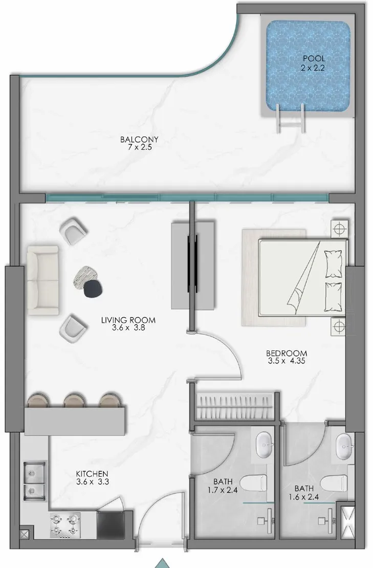 1 bedroom layout