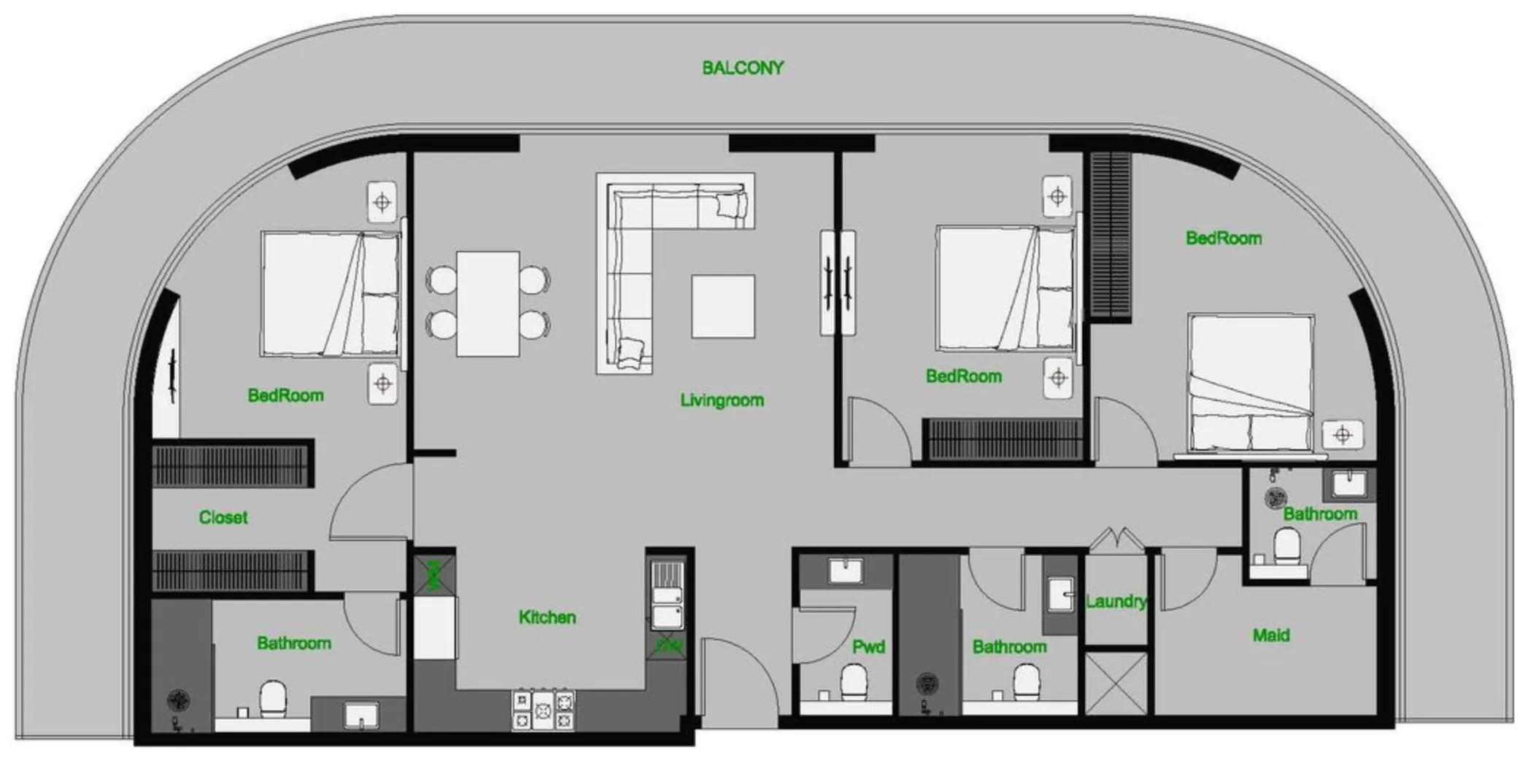 3 bedroom layout