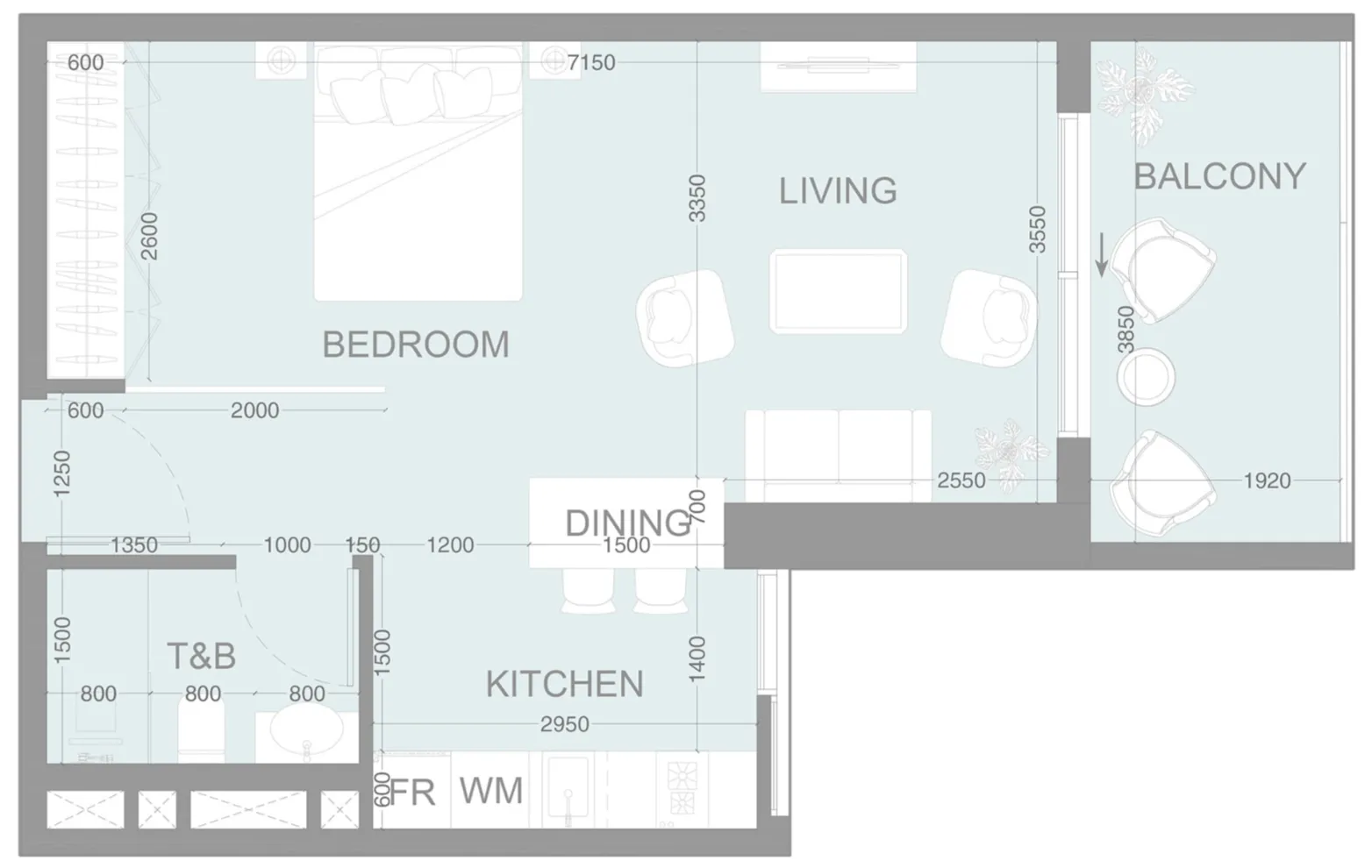 0 bedroom layout