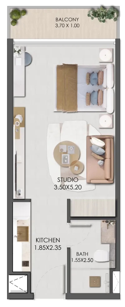 0 bedroom layout