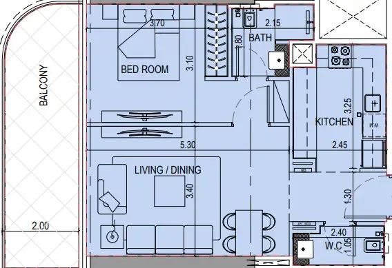 1 bedroom layout