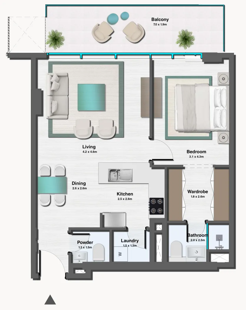 1 bedroom layout